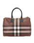 Medium Check Bowling Bag, &pound;650, Handbags, Brown, Canvas, Back view